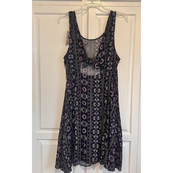 Torrid Geo Print Tank Dress Challis Size 00 Open Bow Back - Picture 6 of 14